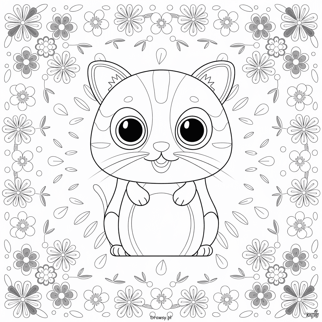 słodki kotek kolorowanka kawaii