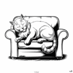 Kotek śpiący na kanapie 4 Kotek śpiący na kanapie