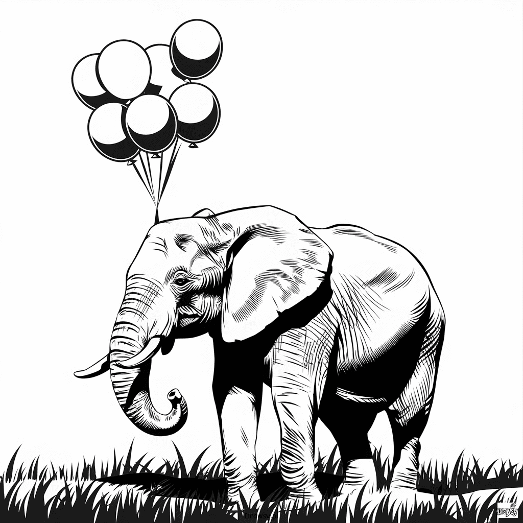 Słoń z balonami