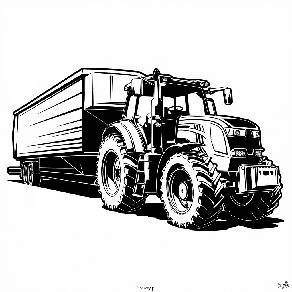 Traktor ciagnacy przyczepe drawsy