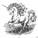 jednorożec na łące malowanka