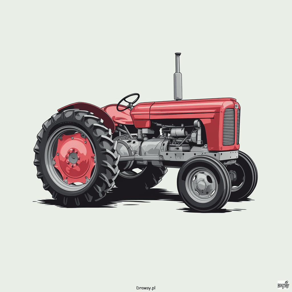 czerwony traktor na polu 1 traktor polowy drawsy